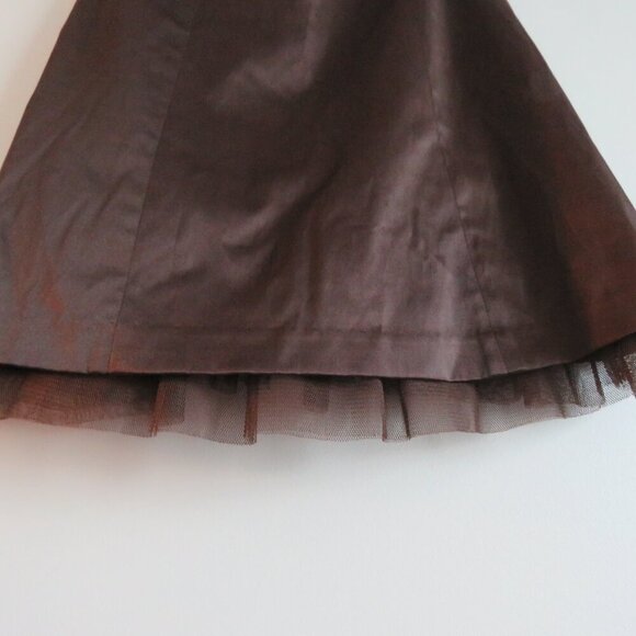 VINTAGE Y2K RW & CO Espresso Brown Satin Sweetheart Tulle Dress Goth - Size US 0 - Picture 7 of 15